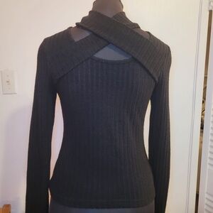 SHEIN Black Off-Shoulder Cross-Neck Sweater